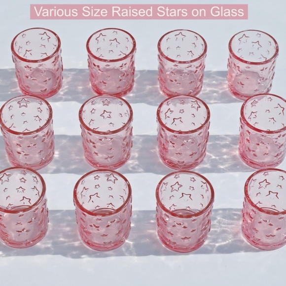 Pink Star Votive Tealight Candle Holders Set of 12 New in Box - Picture 2 of 8